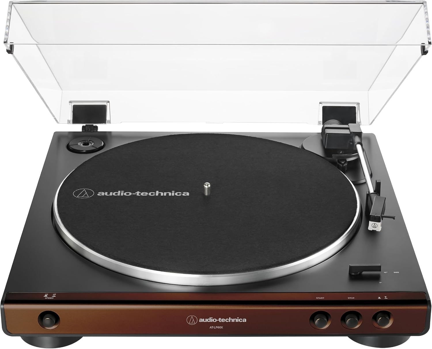image:imageAudioTechnica ATLP60XGM Fully Automatic BeltDrive Stereo Turntable GunmetalBlack HiFidelity Plays 3313 and 45 RPM Vinyl Records Dust Cover AntiResonance DieCast Aluminum PlatterBrownBlack