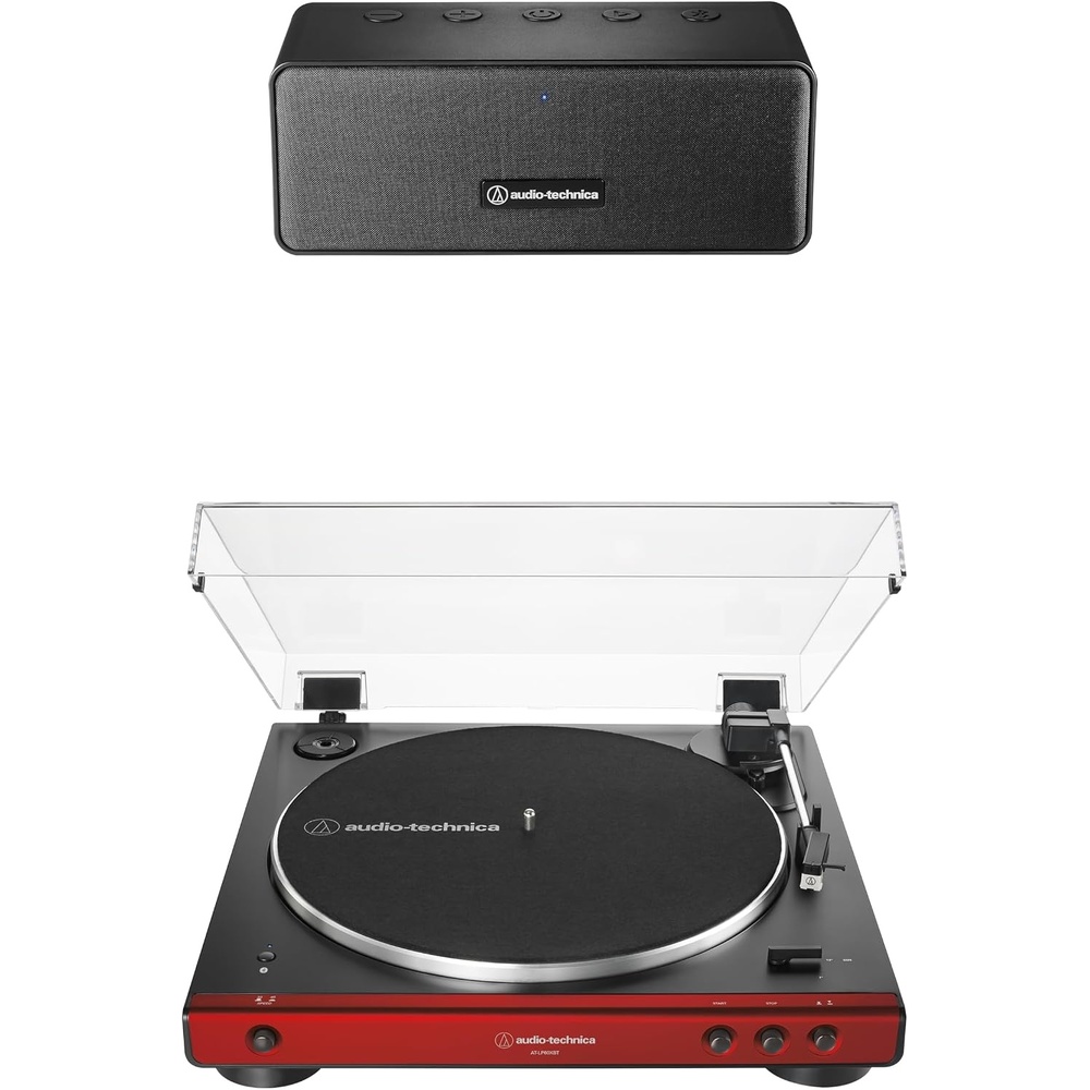 image:imageAudioTechnica ATLP60XBTBK Fully Automatic Wireless BeltDrive Stereo Turntable HiFi 2 Speed AntiResonance DieCast Aluminum Platter BlackRed