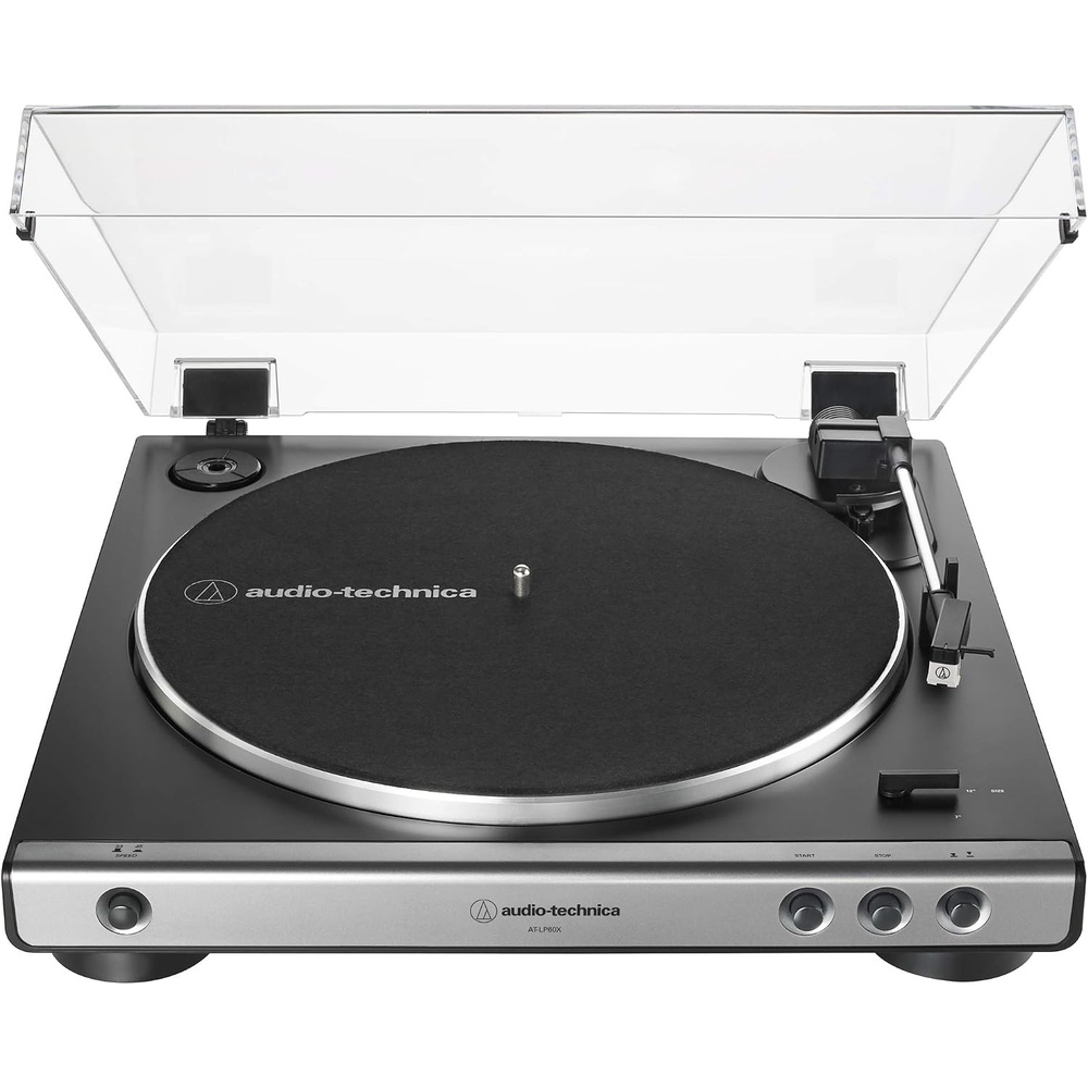 image:imageAudioTechnica ATLP60XGM Fully Automatic BeltDrive Stereo Turntable GunmetalBlack HiFidelity Plays 3313 and 45 RPM Vinyl Records Dust Cover AntiResonance DieCast Aluminum PlatterGunmetalBlack