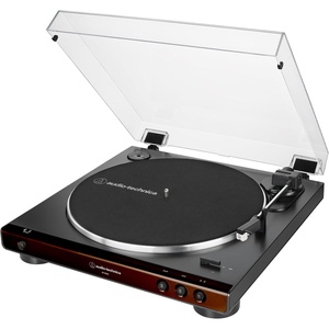Audio-Technica AT-LP60X-GM Fully Automatic Belt-Drive Stereo Turntable, Gunmetal/Black, Hi-Fidelity, Plays 33-1/3 and 45 RPM Vinyl Records, Dust Cover, Anti-Resonance, Die-Cast Aluminum Platter(Brown/Black)
