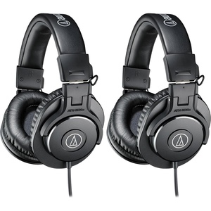 Audio-Technica ATH-M30x Professional Studio Monitor Headphones, Black(ATH-M30X (Pack of 2))